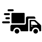 Schwarzes Lieferwagen-Icon mit Bewegungslinien – Symbol für schnellen Versand der dieNikolai Demeter Bio-Traubenkosmetik aus der Wachau in Österreich