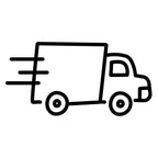 Minimalistisches schwarzes Liefer-LKW-Icon als Symbol für den schnellen Versand der dieNikolai Demeter Bio-Traubenkosmetik aus Österreich