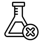 Icon eines Laborglases mit rotem Verbots-X – Symbol für die Reinheit der dieNikolai Bio-Traubenkosmetik: ohne synthetische Konservierungsstoffe, mineralölfrei und vegan