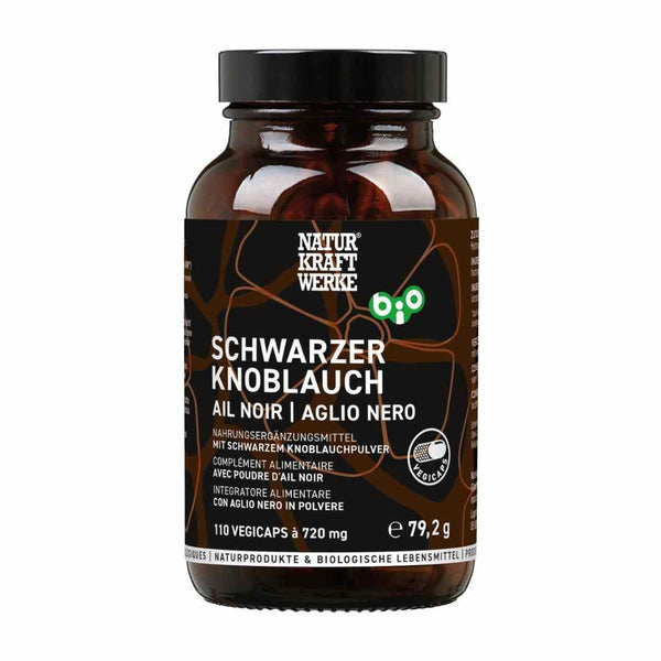 NaturKraftWerke Schwarzer Knoblauch Nahrungsergänzungsmittel mit 110 Vegicaps im Bio-Glas – Health & Wellness im dieNikolai Sortiment