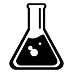 Schwarzes Icon eines Erlenmeyer-Laborkolbens mit blubbernder Flüssigkeit – Symbol gegen synthetische Inhaltsstoffe in der dieNikolai Demeter Bio-Traubenkosmetik aus der Wachau