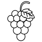 Schwarz-weißes Icon einer Weintraube mit Blatt als Symbol für die Hauptzutat der dieNikolai Bio-Traubenkosmetik aus der Wachau