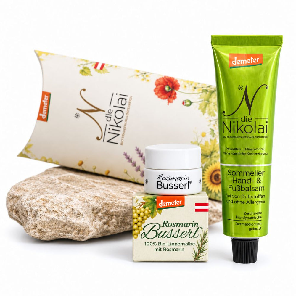 Geschenk-Set: Busserl und Hand- & Fußbalsam