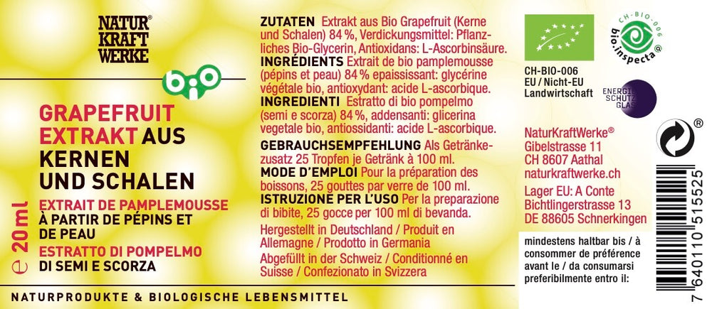 NaturKraftWerke Grapefruit Extrakt aus Kernen und Schalen 20 ml Pipettenflasche – Bio-Tropfen im dieNikolai Sortiment