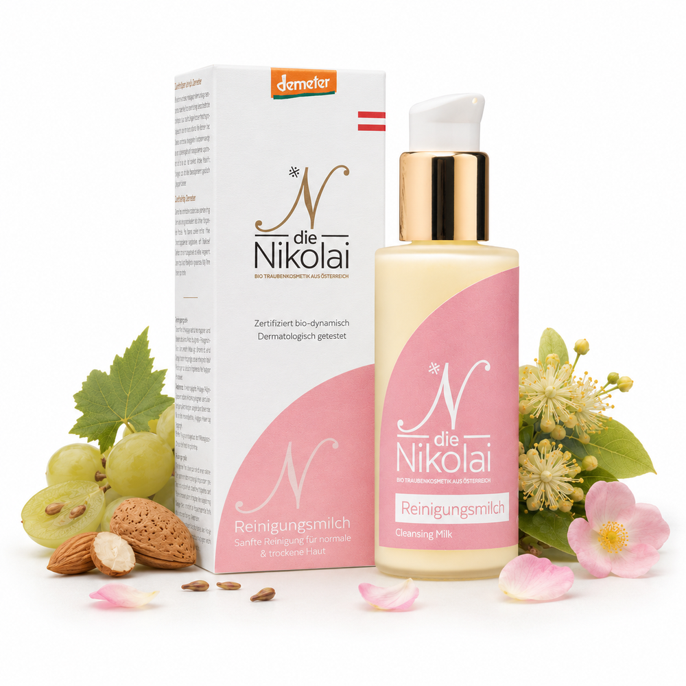 Naturkosmetik Reinigungsmilich für trockene Haut, dieNikolai Bio-Traubenkosmetik