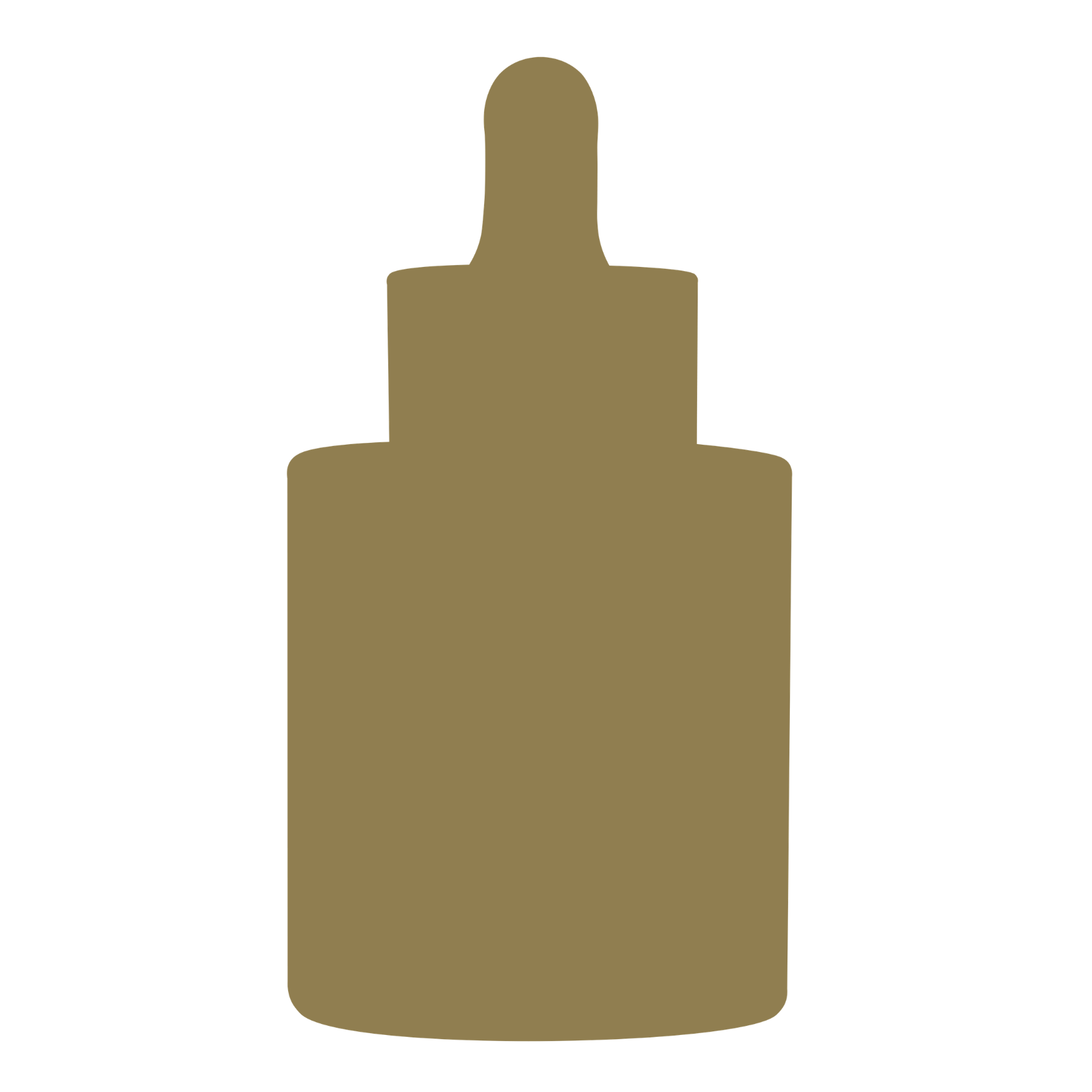 Schlichte goldgrüne Silhouette eines Serum-Flakons mit Pipettenverschluss – Platzhaltergrafik für Seren der dieNikolai Demeter Bio-Traubenkosmetik aus der Wachau