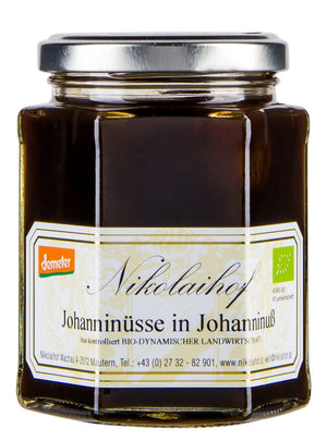 Nikolaihof Wachau Johanninüsse in Johanninuß im Glas mit Demeter-Siegel und Bio-Logo – traditionelle Spezialität aus Mautern, erhältlich bei dieNikolai